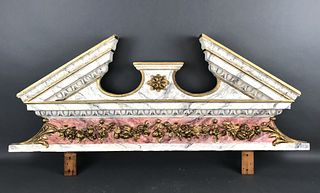 Neoclasical Style Paint Decorated Wood Pediment
