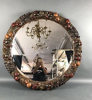 Round Fruit Decorated Composite Beveled Mirror