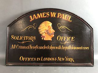 Painted Wooden James W Paul Solicitors Sign