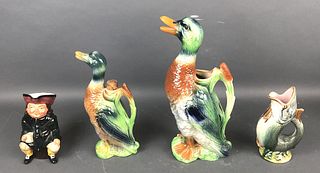 2 French Porcelain Duck Decanters