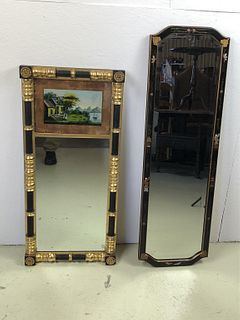 Gilt Wood & Ebonized Trumeau Mirror