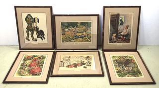 A Set of 6 Mother Goose Nursery Rhyme Prints