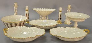 Ten Lenox serving and center pieces including three large leaf bowls, compote, and two 3-piece candle sets. ht. 3 3/4" - 10"