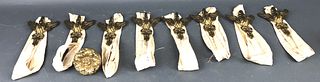 A Group of 8 Bronze Swan Form Curtain Tie Backs