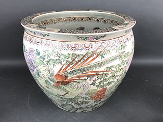An Asian Porcelain Fish Bowl