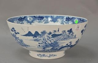 Large Mottahedeh Canton style punch bowl "An Adaptation of a 1797 Chinese Export porcelain punch bowl", ht. 7", dia. 15 1/2".