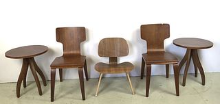 A Group of 3 Contemporary  Wood Side Chairs