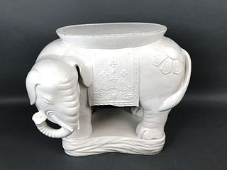 White Porcelain Elephant Form Garden Seat