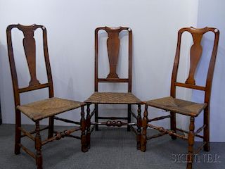 Assembled Set of Three Queen Anne Maple Side Chairs