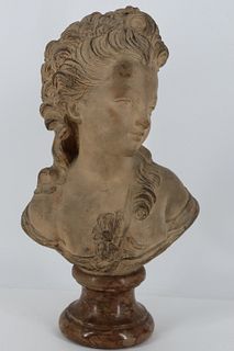Antique French Terracotta Bust Of A Beauty.