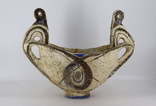1 Midcentury Picasso Style Glazed Pottery Urn.