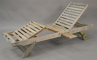 Teak chaise with adjustable back and seat. lg. 78in.