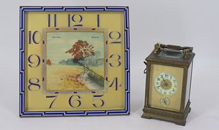 Waltham Bronze Enameled Clock & a French Carriage