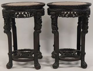 Pair of Large Chinese Marble Top Stands.