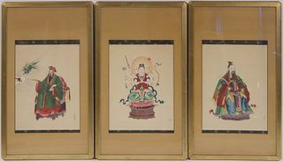 (3) Signed Chinese Figural Paintings on Deities.