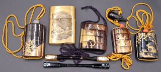 Collection of Lacquered Japanese Objects.