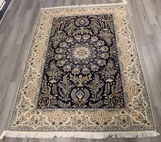 Vintage Signed And Finely Hand Woven Carpet.
