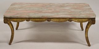 Antique Carved, Giltwood & Marbletop Coffee Table.