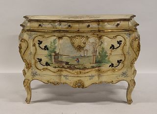 Antique Paint Decorated Italian Commode.