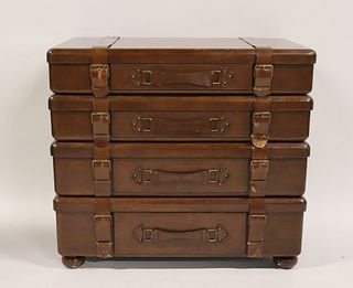 Vintage Leather 4 Drawer Chest.
