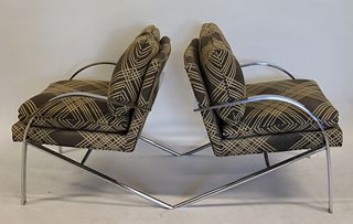 Midcentury Pair of Chrome Armchairs.