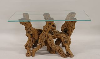 Vintage Tree form Glass Top Table.