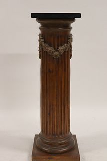 Antique Carved & Fluted Wood Pedestal.