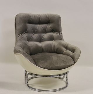 Midcentury Moulded Fiberglass Chair On Chrome