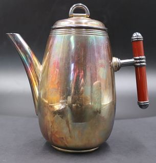 Christofle Silverplate and Laque de Chine Teapot.