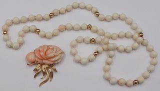 JEWELRY. 14kt Gold and Angel Skin Coral Jewelry