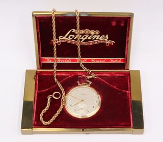 JEWELRY. Longines 14kt Gold Pocket Watch and