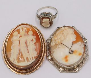 JEWELRY. Grouping of Gold and Silver Cameo Jewelry