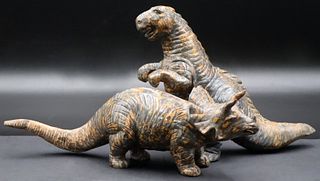 (2) Carved Jasper Specimens of Dinosaurs.