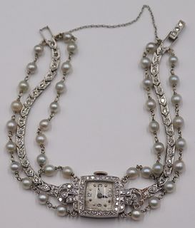 JEWELRY. Art Deco Platinum, Diamond and Pearl