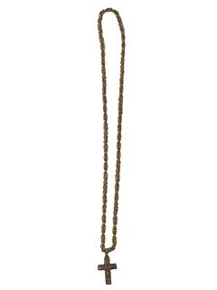 14K Yellow Gold Rope Chain With Cross