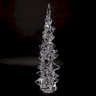 Large Daum Crystal Christmas Tree Sculpture.