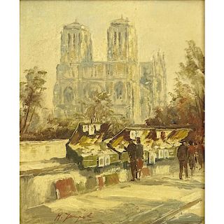 Mid Century Paris School Oil on Canvas "Notre Dame"