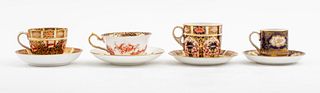 English Group of Porcelain Cups and Saucers, 4