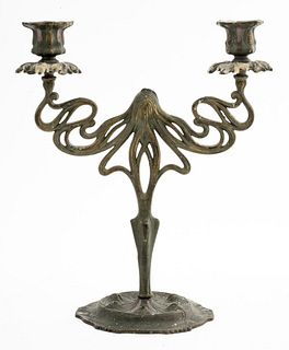 Art Nouveau Cast Iron Sensuous Woman Candelabra