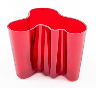 Alvar Aalto for Iittala Freeform Red Glass Vase