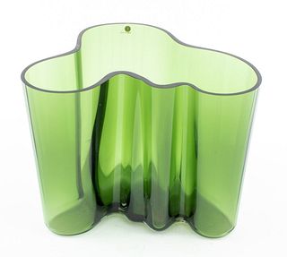 Alvar Aalto for Iittala Freeform Green Glass Vase