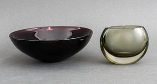 Iittala Finland Colored Glass Vase and Bowl, 2