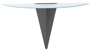 Post Modern Metal and Glass Wall Console Table