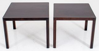 Wormley Style Modernist Mahogany Lamp Tables