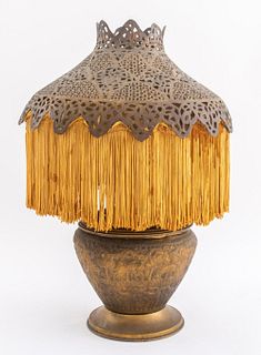 Victorian Orientalist Urn-Form Brass Lamp
