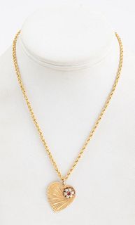 14K Yellow Gold Heart Pendant Necklace
