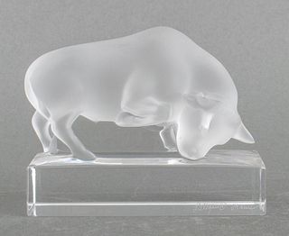 Lalique French Glass Bull Paperweight