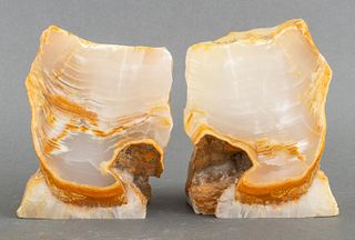 White Crystal Geode Bookends, Pair