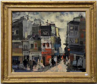 Jean Fabert Limbert (20th century) oil on canvas Paris Streets signed lower right Jean Fabert (18" x 22") along two geometric abstra...