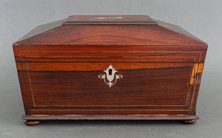 Anglo Indian Rosewood, Brass, and Shell Work Box